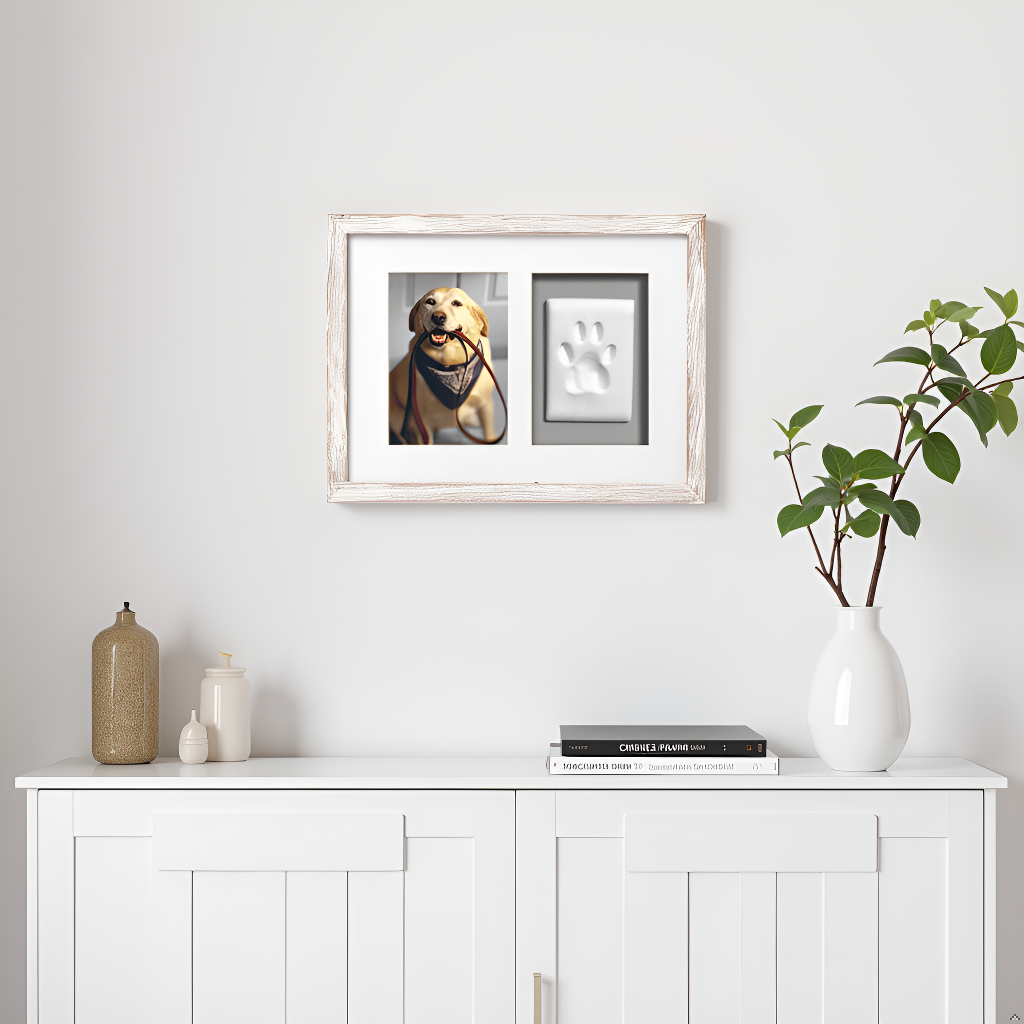 Pawprints Wall Frame and Impression Kit, White Distressed