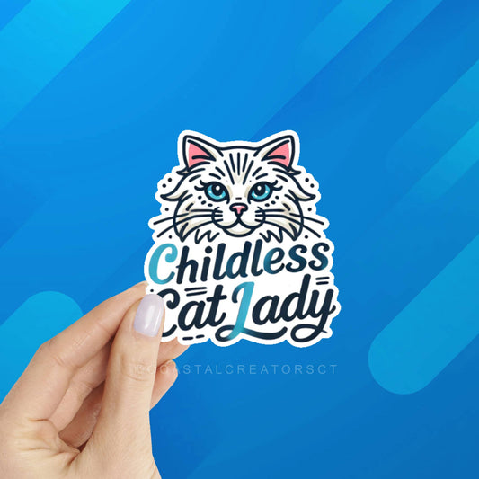Childless Cat Lady Laptop & Water Bottle Sticker