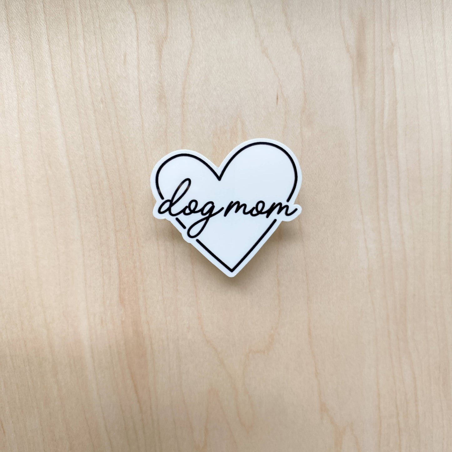 Black and White Heart Dog Mom Sticker