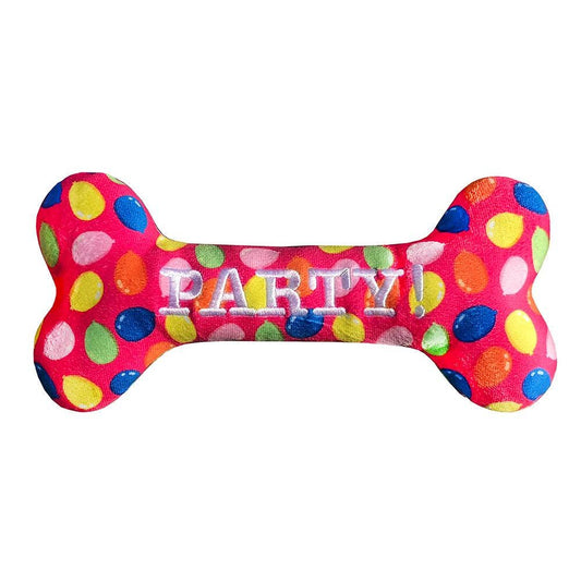 Party Time Bone Pink Dog Toy