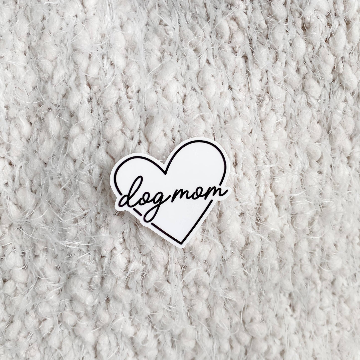 Black and White Heart Dog Mom Sticker