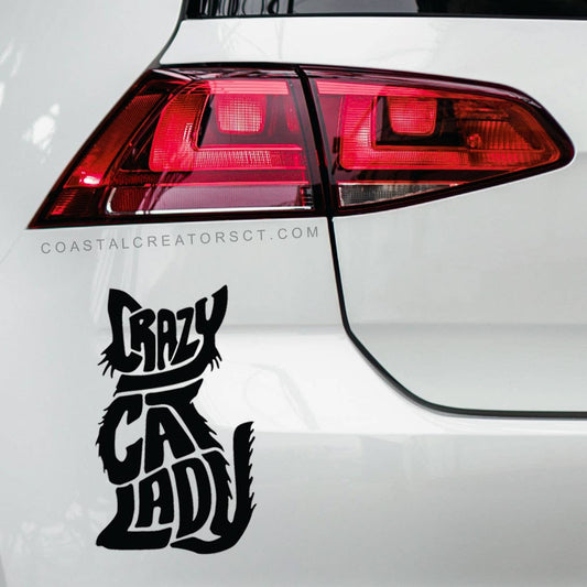 Crazy Cat Lady Vinyl Laptop / Water Bottle Sticker (Black)