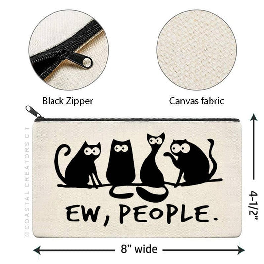 Cat Ew People Canvas Multi-Purpose Zipper Bag (Packaged)