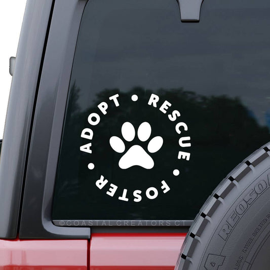 Adopt Rescue Foster Vinyl Window Sticker Decal (Packaged)