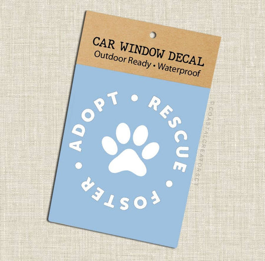 Adopt Rescue Foster Vinyl Window Sticker Decal (Packaged)