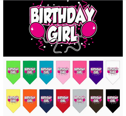 Birthday Girl Screen Print Dog Bandana