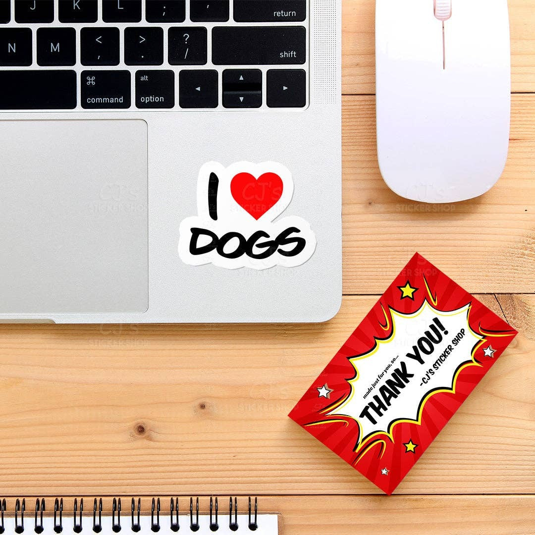 I Love Dogs Sticker Vinyl Decal 3"